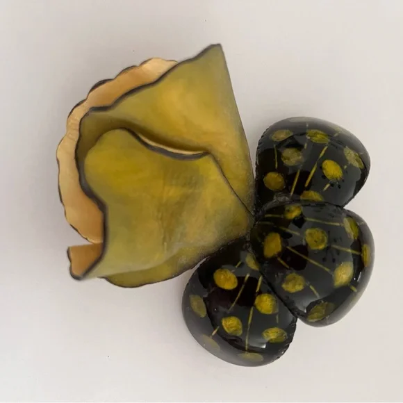 Rare Cilea Paris Resin Floral Pin Brooch - Picture 9 of 14